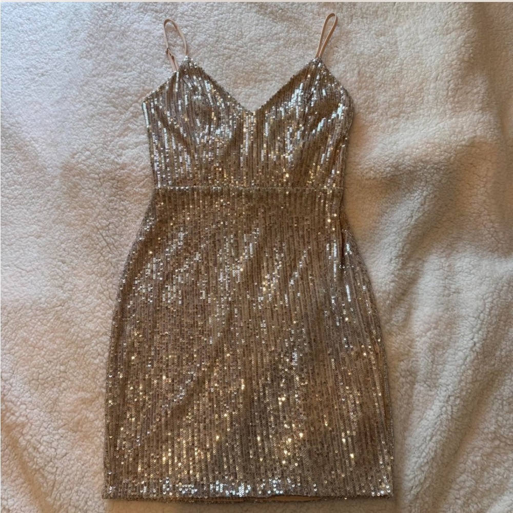 Elegant Silver Sequin Dress